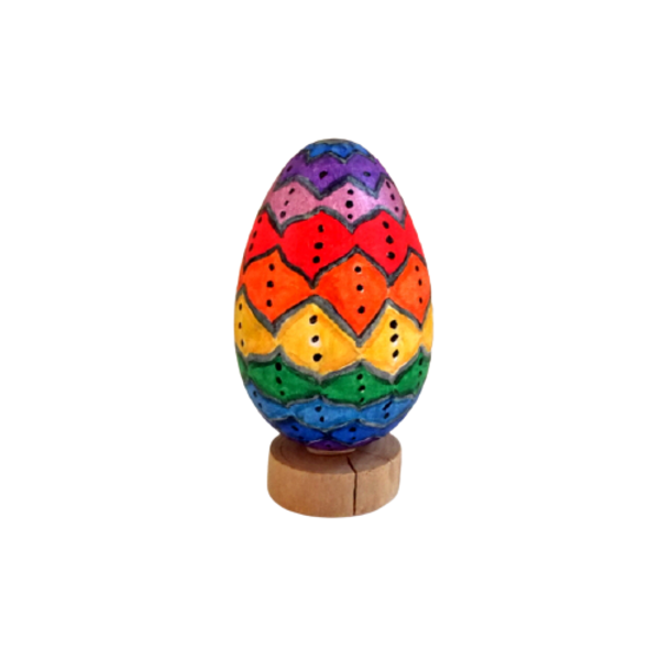 Ξύλινο Πασχαλινό Αυγό 8.4cm Πολύχρωμο - ξύλο, ζωγραφισμένα στο χέρι, διακοσμητικά, πασχαλινά αυγά διακοσμητικά