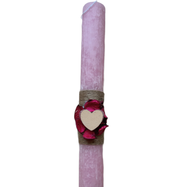 Λαμπάδα : Καρδιά, σε ροζ χρώμα 29 cm. - κορίτσι, λαμπάδες, για παιδιά, για ενήλικες, για εφήβους
