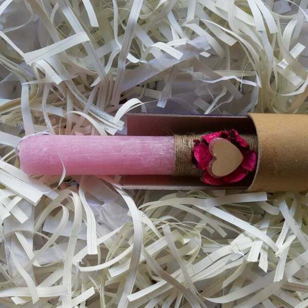 Λαμπάδα : Καρδιά, σε ροζ χρώμα 29 cm. - κορίτσι, λαμπάδες, για παιδιά, για ενήλικες, για εφήβους - 4