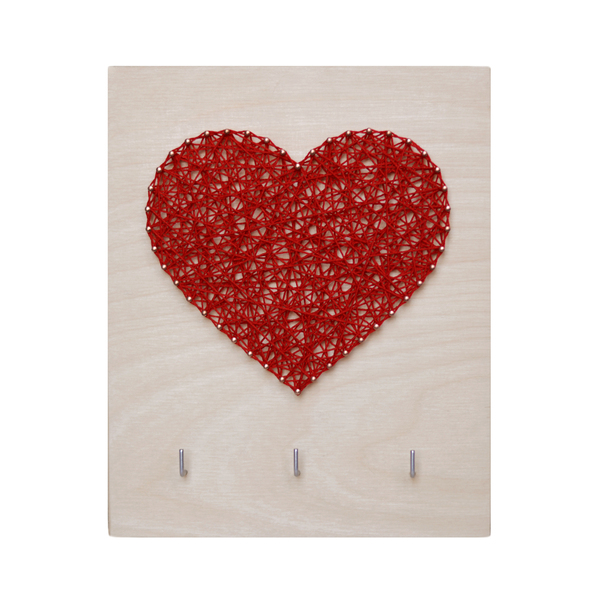 Ξύλινη κλειδοθήκη με σχέδιο καρδιά 21x17cm - καρδιά, δώρο, δώρα αγίου βαλεντίνου, κλειδοθήκες