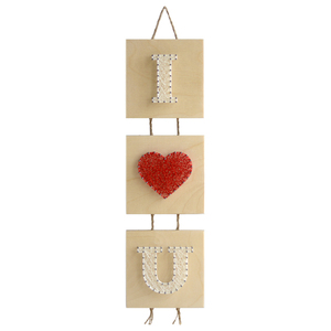 Ξύλινο διακοσμητικό για τον τοίχο "Ι love U" - δώρο αγάπης 41x12cm - ξύλο, αγάπη, σε αγαπώ, διακοσμητικά, δώρα αγίου βαλεντίνου