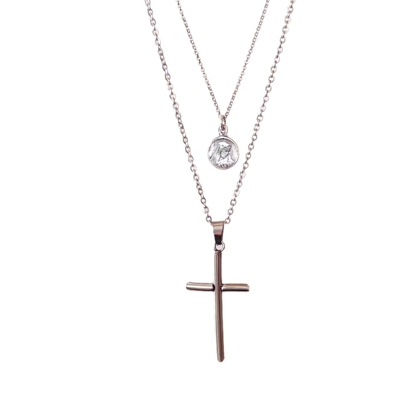 Ατσάλινος σταυρός - charms, σταυρός, κοντά, ατσάλι, ιδεά για δώρο - 2