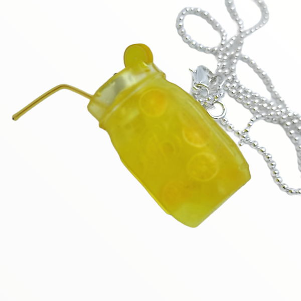 Κολιέ χυμός λεμονιού σε βάζο (lemon cocktail necklace),κοσμήματα απομίμησης ποτών και κοκτέιλ,χειροποίητα κοσμήματα μινιατούρες πολυμερικού πηλού Mimitopia - βάζα & μπολ, πηλός, χειροποίητα