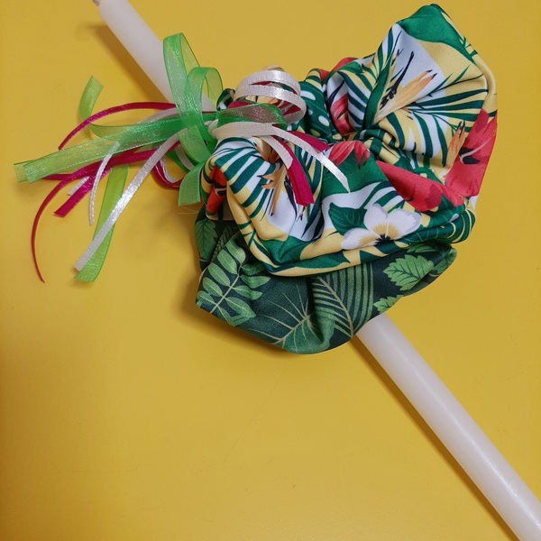 Αρωματική Λαμπάδα "Tropical" με 2 scrunchies 30cm - κορίτσι, λαμπάδες, για εφήβους