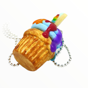 Kολιέ Rainbow cupcake ,χειροποίητα κοσμήματα Mimitopia - γυναικεία, πηλός, χειροποίητα, μινιατούρες φιγούρες - 3