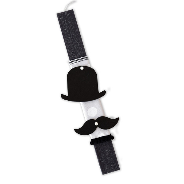 Ανδρική λαμπάδα Mr Perfect Moustache πλακέ μαύρη 30cm - αγόρι, λαμπάδες, για ενήλικες, για εφήβους