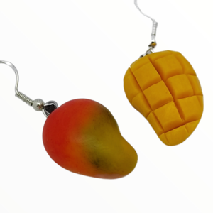 Σκουλαρίκια Μανγκο (Mango earrings) ,χειροποίητα κοσμήματα φρούτων και απομίμησης φαγητού από πολυμερικό πηλό Mimitopia - πηλός, χειροποίητα, φρούτα, φαγητό