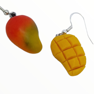 Σκουλαρίκια Μανγκο (Mango earrings) ,χειροποίητα κοσμήματα φρούτων και απομίμησης φαγητού από πολυμερικό πηλό Mimitopia - πηλός, χειροποίητα, φρούτα, φαγητό - 4