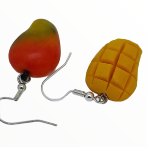 Σκουλαρίκια Μανγκο (Mango earrings) ,χειροποίητα κοσμήματα φρούτων και απομίμησης φαγητού από πολυμερικό πηλό Mimitopia - πηλός, χειροποίητα, φρούτα, φαγητό - 5