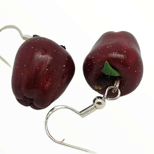 Σκουλαρίκια Kόκκινα μήλα (Αpple earrings) ,χειροποίητα κοσμήματα φρούτων και απομίμησης φαγητού από πολυμερικό πηλό Mimitopia - πηλός, χειροποίητα, φρούτα, φαγητό