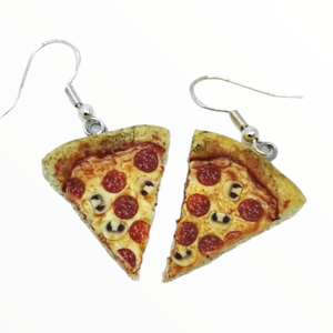 Σκουλαρίκια λαχταριστή Ιταλική πίτσα (pizza earrings),χειροποίητα κοσμήματα απομίμησης φαγητού απο πολυμερικό πηλό Mimitopia - πηλός, χειροποίητα, φαγητό
