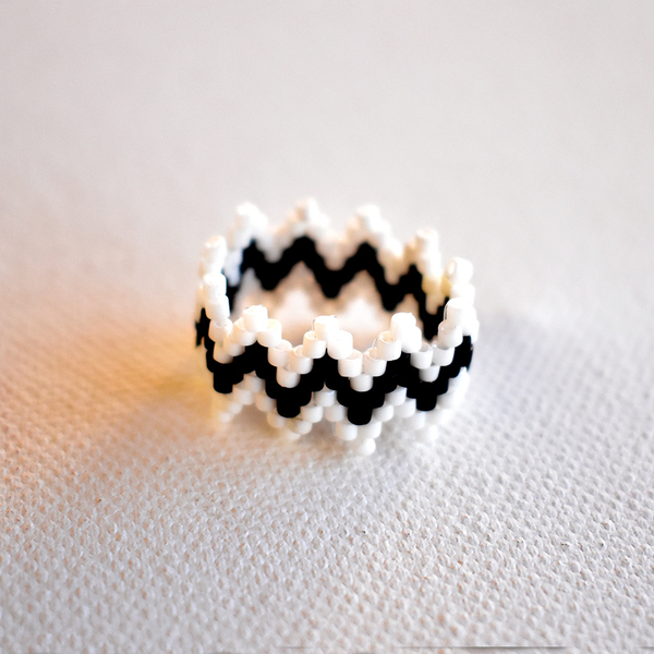 Δαχτυλίδι ζιγκ ζαγκ με χάντρες Miyuki delica - χάντρες, miyuki delica, σταθερά, μεγάλα - 3