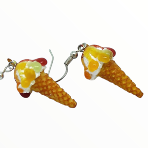 Σκουλαρίκια παγωτό Μονόκερος χωνάκι (unicorn ice cream earrings),χειροποίητα κοσμήματα απομίμησης φαγητού απο πολυμερικό πηλό Mimitopia - πηλός, χειροποίητα, μονόκερος, παγωτό, φαγητό - 3