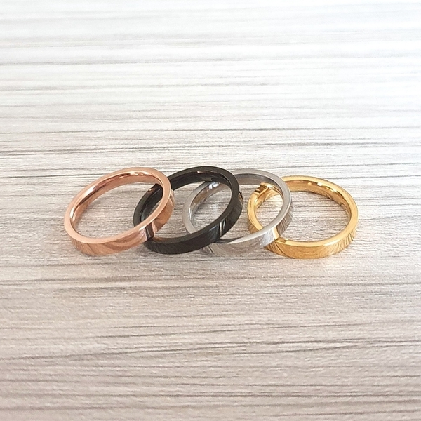Σετ 4 δαχτυλίδια-βεράκια από ανοξείδωτο ατσάλι σε χρώματα ασημί, χρυσό, μαύρο και ροζ χρυσό - βεράκια, σετ, ατσάλι, σταθερά - 4