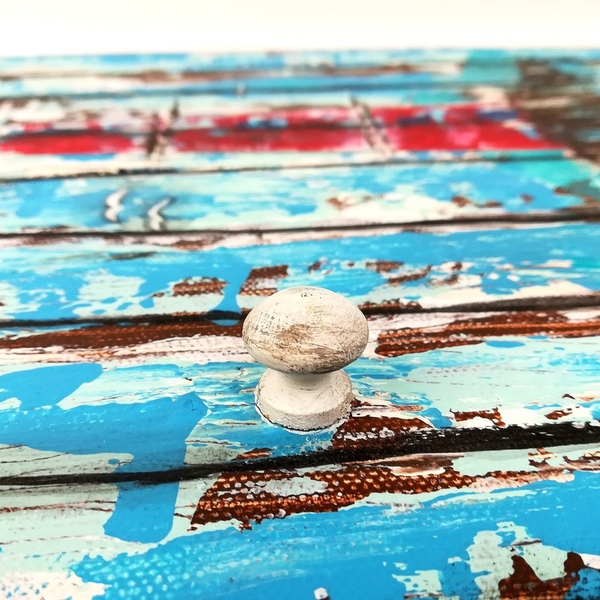 "Lighthouse on wooden door". Ζωγραφική με ακρυλικά σε καμβά. - πίνακες & κάδρα, ακρυλικό, πίνακες ζωγραφικής - 2