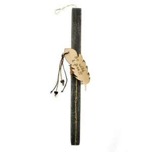 Λαμπάδα γκρι 34 εκ. ξύλινο φτερό μαγνητάκι - φτερό, αγόρι, λαμπάδες, για ενήλικες, για εφήβους - 2