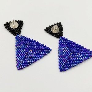 Σκουλαρίκια μαύρο μπλε πολύχρωμο με χάντρες miyuki-Αντίγραφο - χάντρες, ατσάλι, κρεμαστά - 2