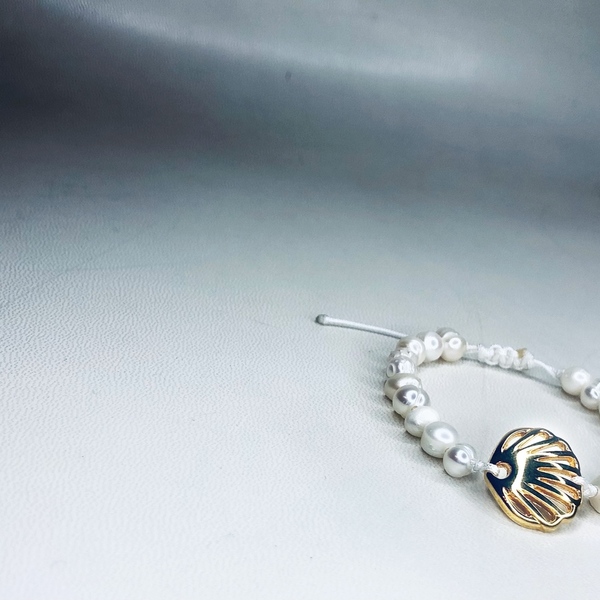 Fresh water pearls bracelet. - charms, κοχύλι, πέρλες, χεριού, αυξομειούμενα - 2