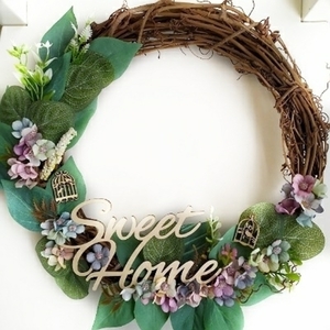 Χειροποίητο στεφάνι 30cm "sweet home" - στεφάνια, λουλούδια, homedecor