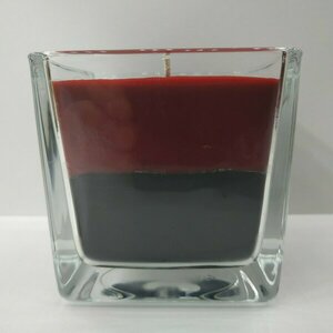 Κερί χειροποίητο δίχρωμο κόκκινο-μαύρο με άρωμα βανίλια-κρέμα σε γυάλινο βάζο 8X8cm - αρωματικά κεριά