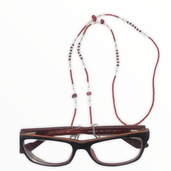 Αλυσίδα για γυαλιά κόκκινη άσπρη - αλυσίδες, γυναικεία, χάντρες