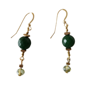 Μακριά σκουλαρίκια με πράσινο νεφρίτη - ασήμι, ημιπολύτιμες πέτρες, επιχρυσωμένα, κρεμαστά
