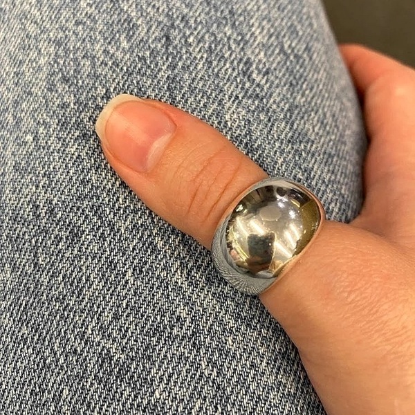 Δαχτυλίδι dome φαρδύ μίνιμαλ επάργυρο αυξομειούμενο ασημί - ορείχαλκος, επάργυρα, μεγάλα, αυξομειούμενα, φθηνά - 4