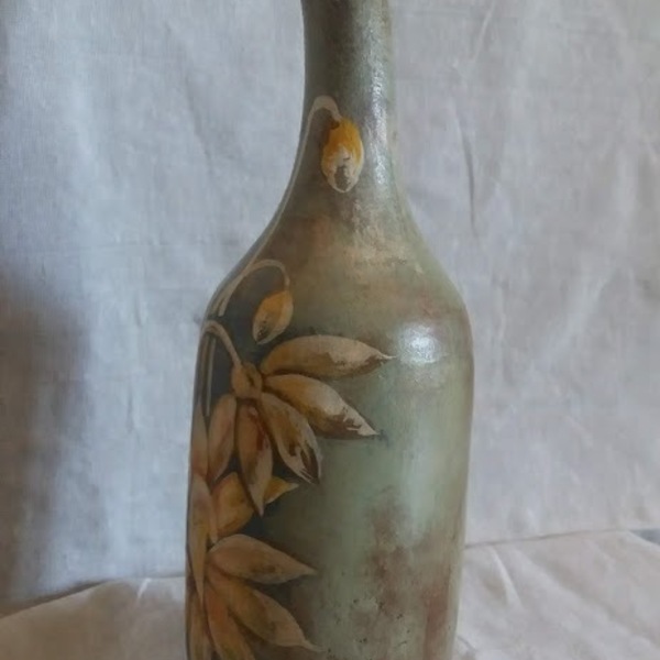 Κεραμική φόρμα μπουκάλι χειροποίητη ζωγραφισμένη στο χέρι 73677 - ζωγραφισμένα στο χέρι, μοναδικό, πηλός, διακοσμητικά μπουκάλια - 4