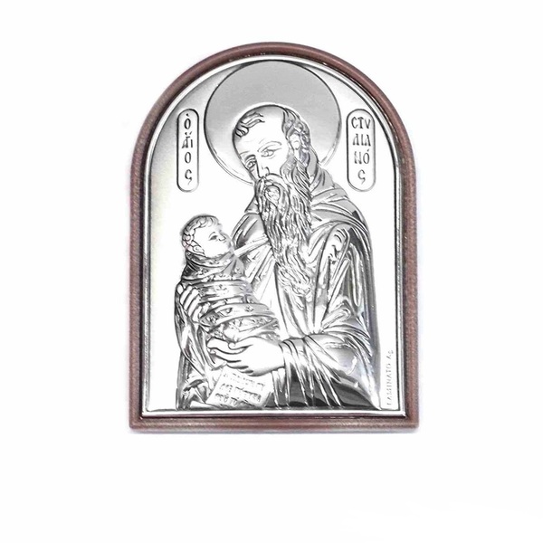 Ασημένια εικόνα Αγιος Στυλιανός - μέταλλο, γιορτή, κορνίζες