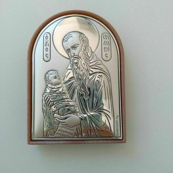 Ασημένια εικόνα Αγιος Στυλιανός - μέταλλο, γιορτή, κορνίζες - 2
