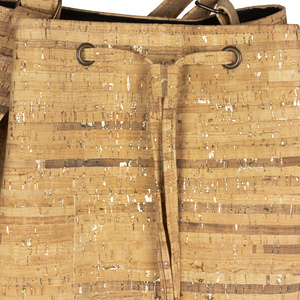 Τσάντα Πουγκί Φελλός "Gold Stripes Bucket Bag" - ώμου, πουγκί, μεγάλες, all day, φελλός - 3