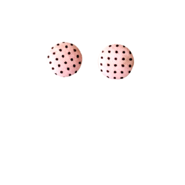 Υφασμάτινα Σκουλαρίκια Κουμπιά Ροζ - ύφασμα, καρφωτά, μικρά, faux bijoux, φθηνά