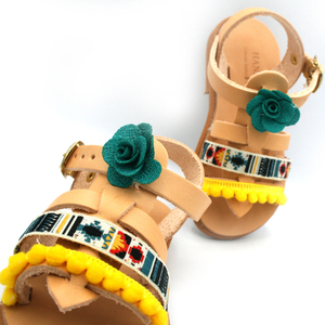 Κοριτσίστικα σανδάλια σε boho στυλ / Δερμάτινα χειροποίητα σανδάλια. - κορίτσι, σανδάλι, σανδάλια, boho - 3