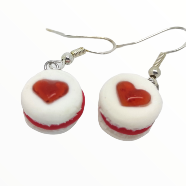 Macarons καρδιά Σκουλαρίκια (macarons earrings),κοσμήματα απομίμησης φαγητού,χειροποίητα κοσμήματα πολυμερικού πηλού Mimitopia - πηλός, μικρά, κρεμαστά