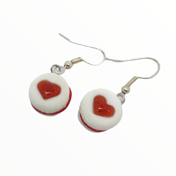 Macarons καρδιά Σκουλαρίκια (macarons earrings),κοσμήματα απομίμησης φαγητού,χειροποίητα κοσμήματα πολυμερικού πηλού Mimitopia - πηλός, μικρά, κρεμαστά - 3