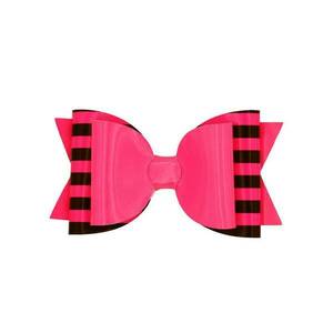 Παιδικό Κλιπ Μαλλιών Φιόγκος Neon Pink Λουστρινι Ροζ 9x5 - δώρα γενεθλίων, αξεσουάρ μαλλιών, hair clips