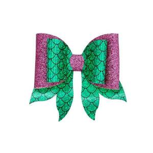 Παιδικό Κλιπ Μαλλιών Φιογκος Mermaid Green and Purple 8x8,5 - hair clips, γοργόνα, δώρα γενεθλίων, αξεσουάρ μαλλιών