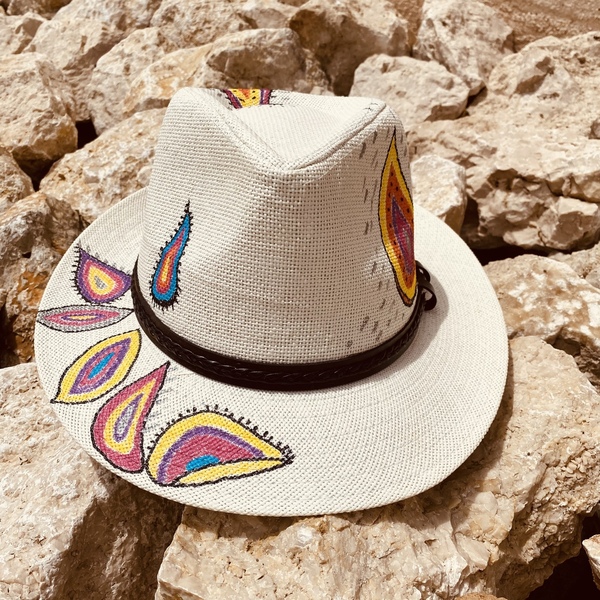 Ψάθινο καπέλο - Colorful ll - καλοκαιρινό, απαραίτητα καλοκαιρινά αξεσουάρ, αξεσουάρ παραλίας, ψάθινα - 3
