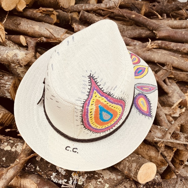 Ψάθινο καπέλο - Colorful ll - καλοκαιρινό, απαραίτητα καλοκαιρινά αξεσουάρ, αξεσουάρ παραλίας, ψάθινα - 5