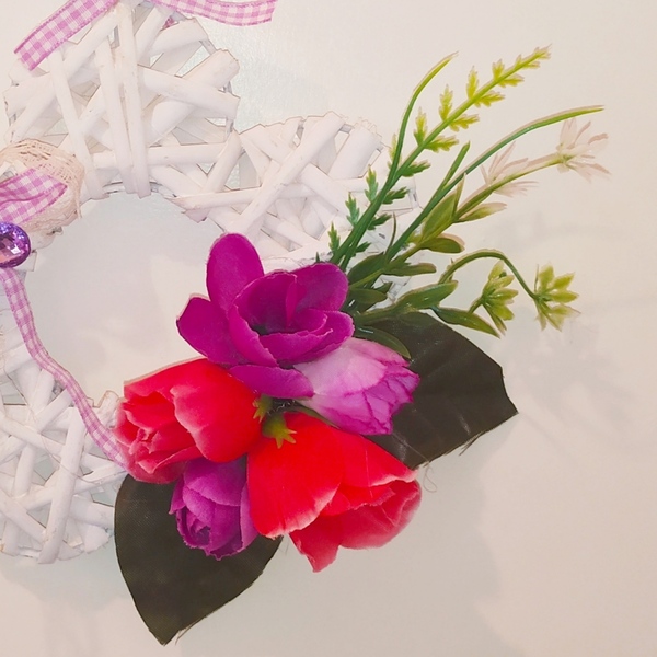 Στεφάνι 16cm ξύλινο λουλούδι με λουλουδάκια - στεφάνια, δώρο, romantic, δώρα για γυναίκες, ξύλινα διακοσμητικά τοίχου - 3