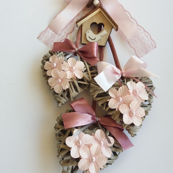 Διακοσμητικό με μπαμπού καρδιές 41×18cm - διακοσμητικά, γιορτή της μητέρας, διακόσμηση κήπου, γάμου - βάπτισης - 2