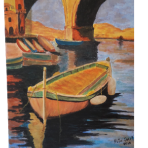 Πίνακας "Βάρκα στη γέφυρα" - πίνακες & κάδρα, πίνακες ζωγραφικής