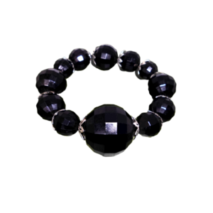 225.Boho Βραχιόλι με μαύρες πολυγωνικές χάντρες-Ελαστικό-Χειροποίητο-Νο 225-7. - ελαστικό, χάντρες, boho, χεριού
