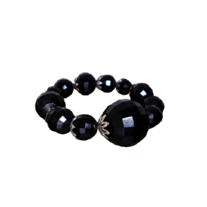 225.Boho Βραχιόλι με μαύρες πολυγωνικές χάντρες-Ελαστικό-Χειροποίητο-Νο 225-7. - ελαστικό, χάντρες, boho, χεριού - 2