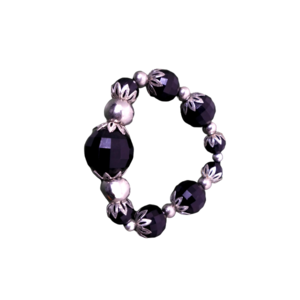 226.Boho Βραχιόλι με μαύρες πολυγωνικές χάντρες & ασημί στοιχεία-Ελαστικό-Χειροποίητο-Νο 226-17. - ελαστικό, χάντρες, boho, χεριού - 4