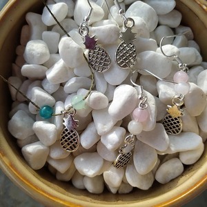 PINEAPPLE earrings - μικρά, ατσάλι, boho, κρεμαστά - 3