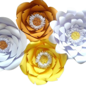 Λουλούδια χάρτινα λευκό κίτρινο - διακοσμητικά, λουλούδι