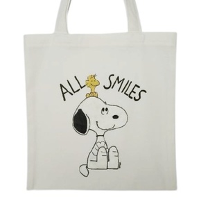 Πάνινη τσάντα ❤️ "Σνουπυ All Smiles" - ύφασμα, ώμου, all day, tote, πάνινες τσάντες