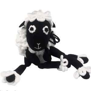 Λούτρινο παιχνίδι πρόβατο σε ζέρσευ ύφασμα μαύρο με λευκά μαλλιά , διαστασεις 35χ35χ50. - παιχνίδια, μαξιλάρια, ζωάκια
