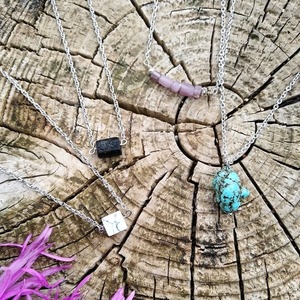 Ατσάλινη αλυσίδα με μαγνησίτη - ημιπολύτιμες πέτρες, charms, κοντά, ατσάλι, boho - 5